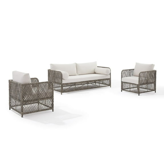 Crosley Furniture Granite Bay 3Pc Wicker Outdoor Sofa Patio Furniture Set- Sofa & 2 Chairs