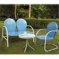 thumbnail image 1 of Crosley Furniture  Griffith 3 Piece Metal Outdoor Conversation Seating Set - Loveseat and Chair in Sky Blue Finish with Side Table in White Finish, 1 of 1