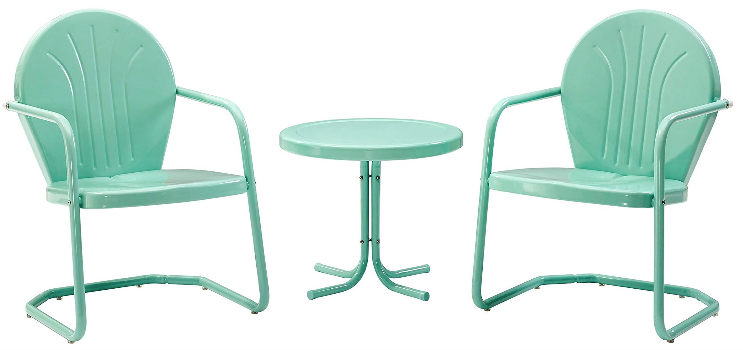 Crosley Furniture Griffith 3 Piece Metal Patio Conversation Set in Aqua