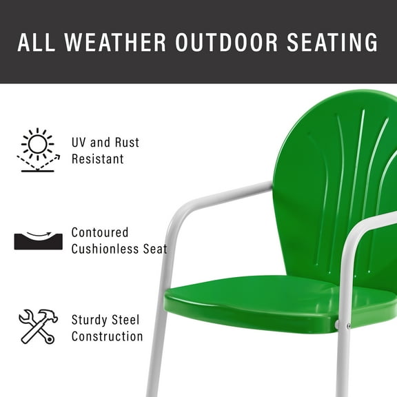 Crosley Furniture Griffith 3 Piece Metal Patio Conversation Set in Green