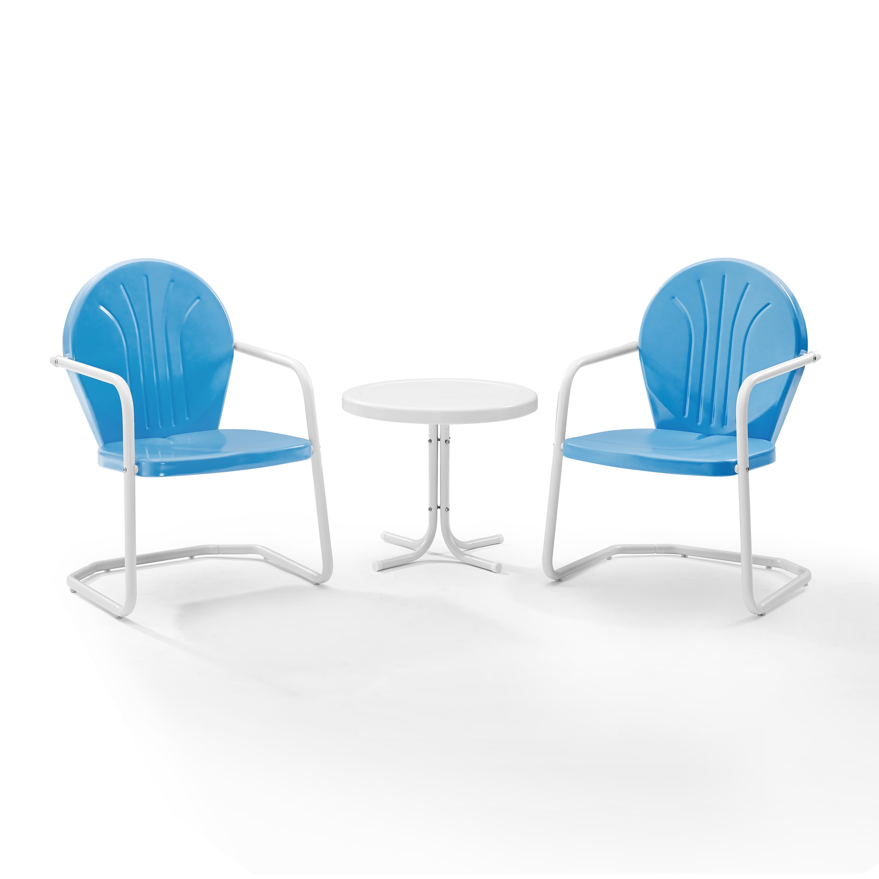 Crosley Furniture Griffith 3 Piece Metal Patio Conversation Set in Sky Blue