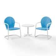 Crosley Furniture Griffith 3 Piece Metal Patio Conversation Set in Sky Blue