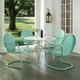 thumbnail image 1 of Crosley Furniture Griffith Metal Five Piece Outdoor Dining Set - 40" Dining Table In White Finish With Aqua Finish Chairs, 1 of 3