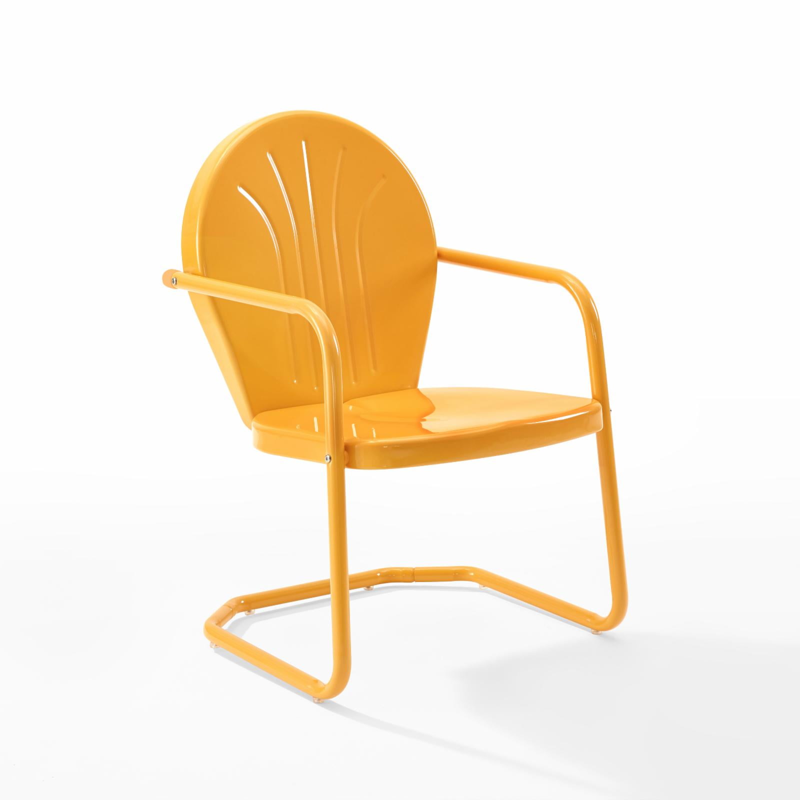 Griffith Tangerine Gloss Steel Outdoor Armchair with Decorative Grooves