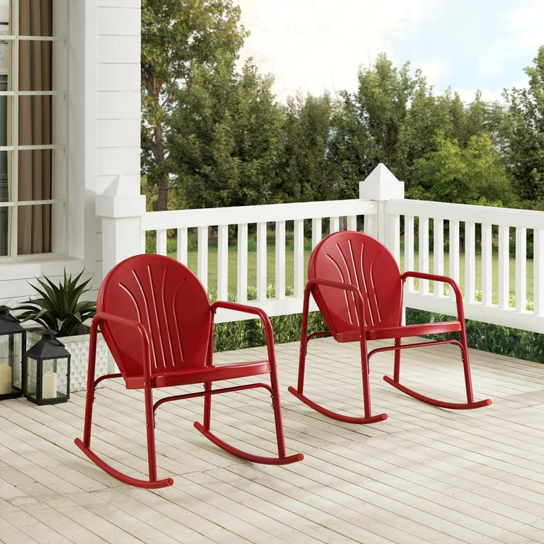 Crosley, Outdoor Rocking Chair Set, Bright Red Gloss, 2pc