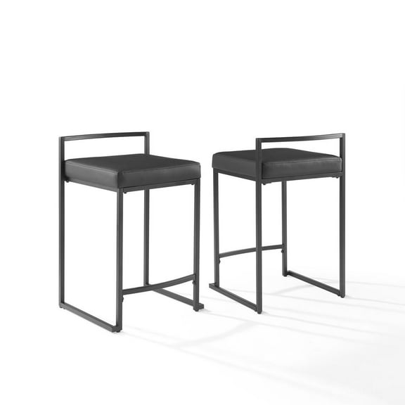 Harlowe 2Pc Counter Stool Set Black/Matte Black - 2 Stools