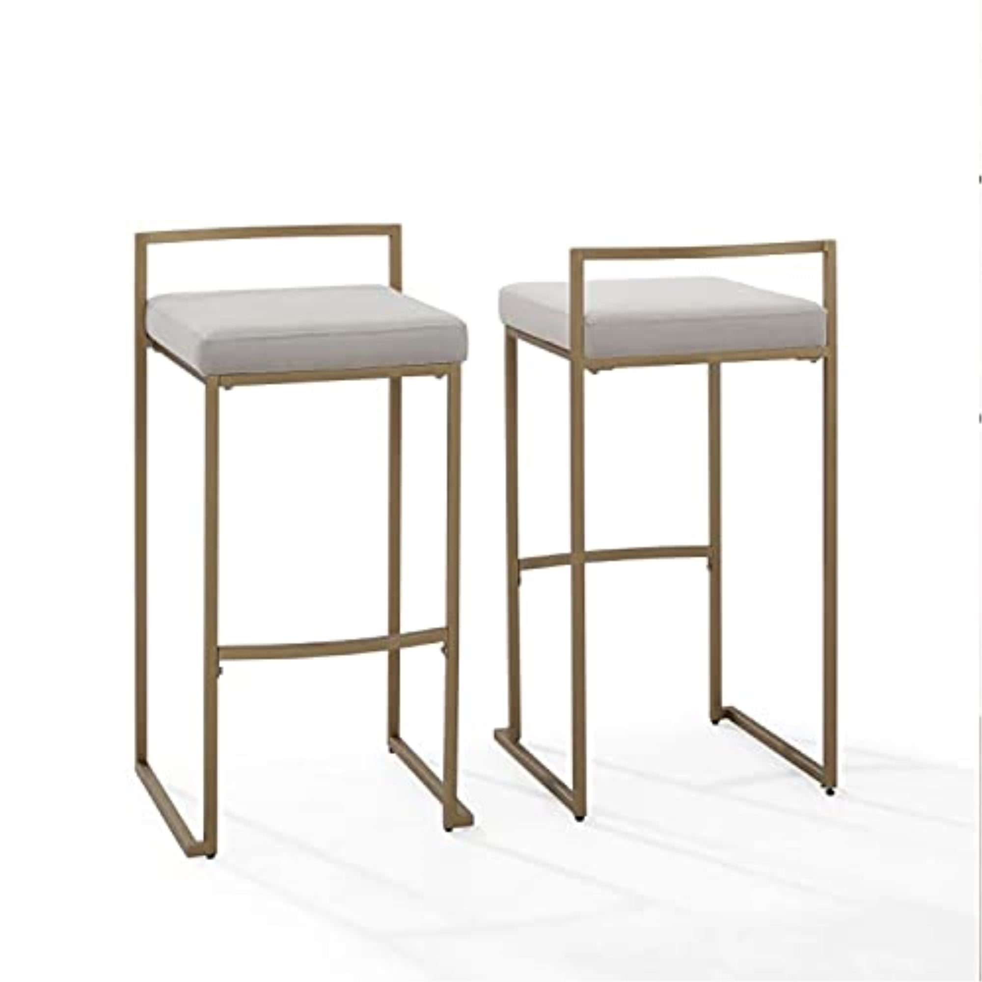 Harlowe Modern Gray Velvet & Steel Bar Stools, Set of 2