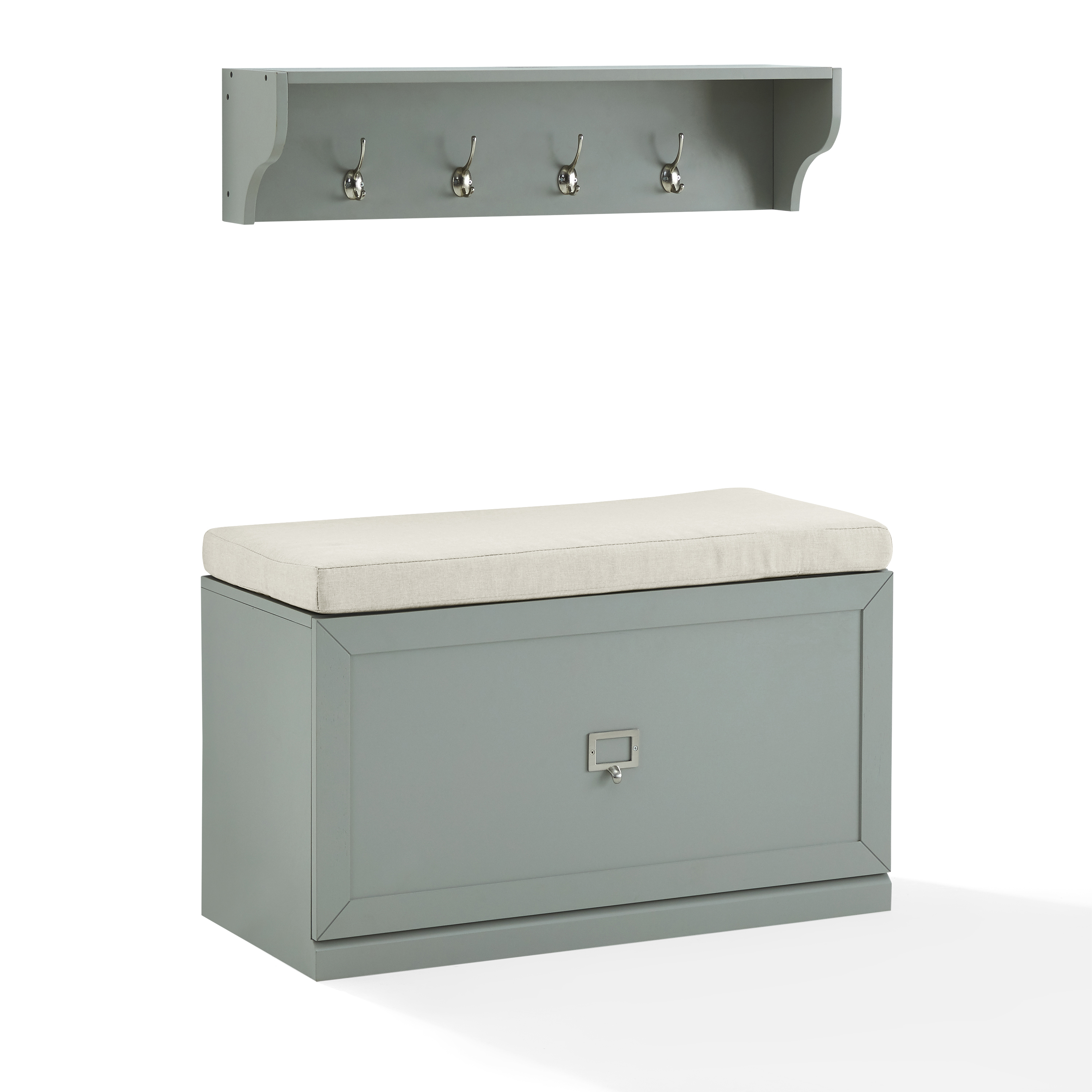 Crosley Furniture Harper 2Pc Entryway Set Gray/Creme - Bench & Shelf ...