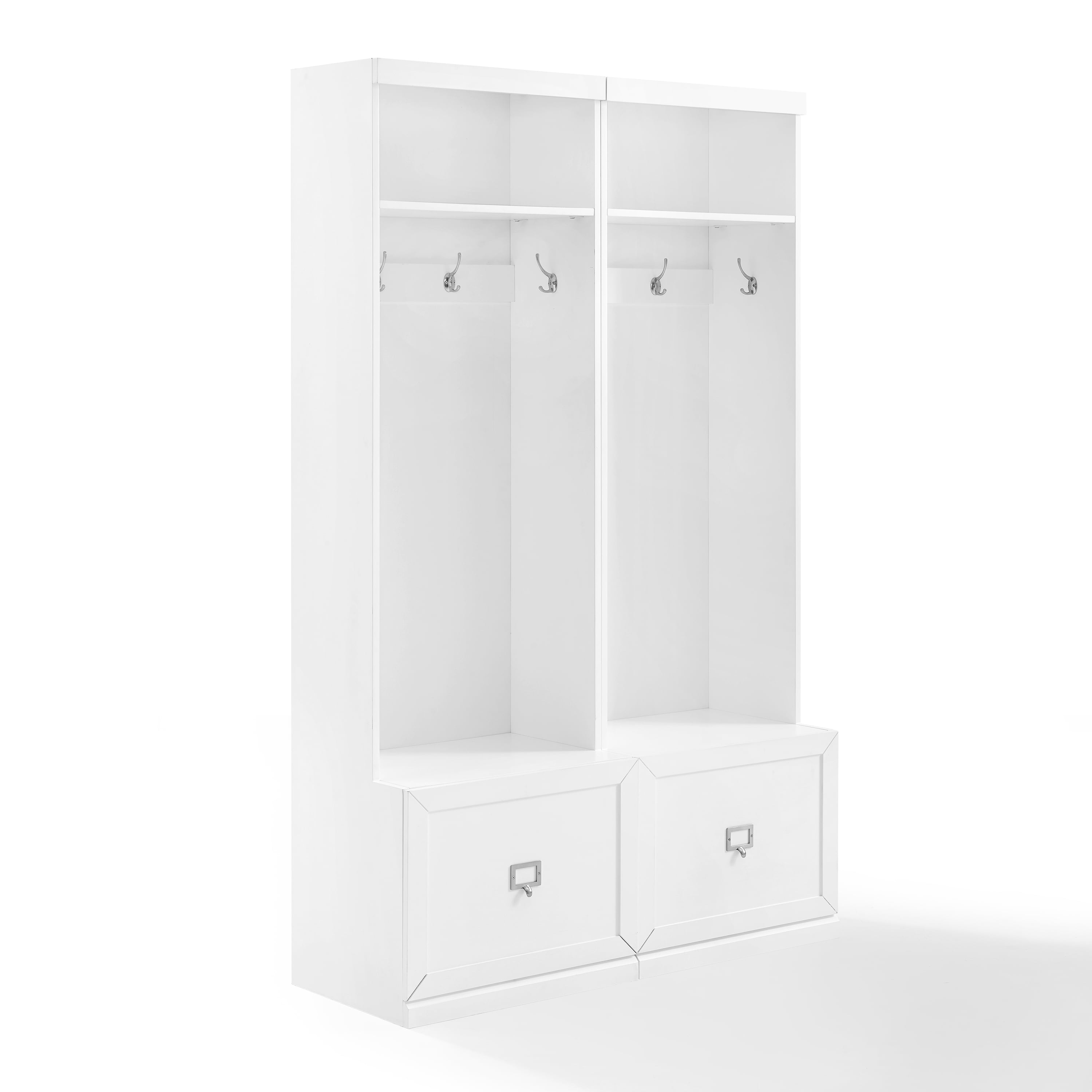 White Polished Nickel 2-Piece Hall Tree with Storage