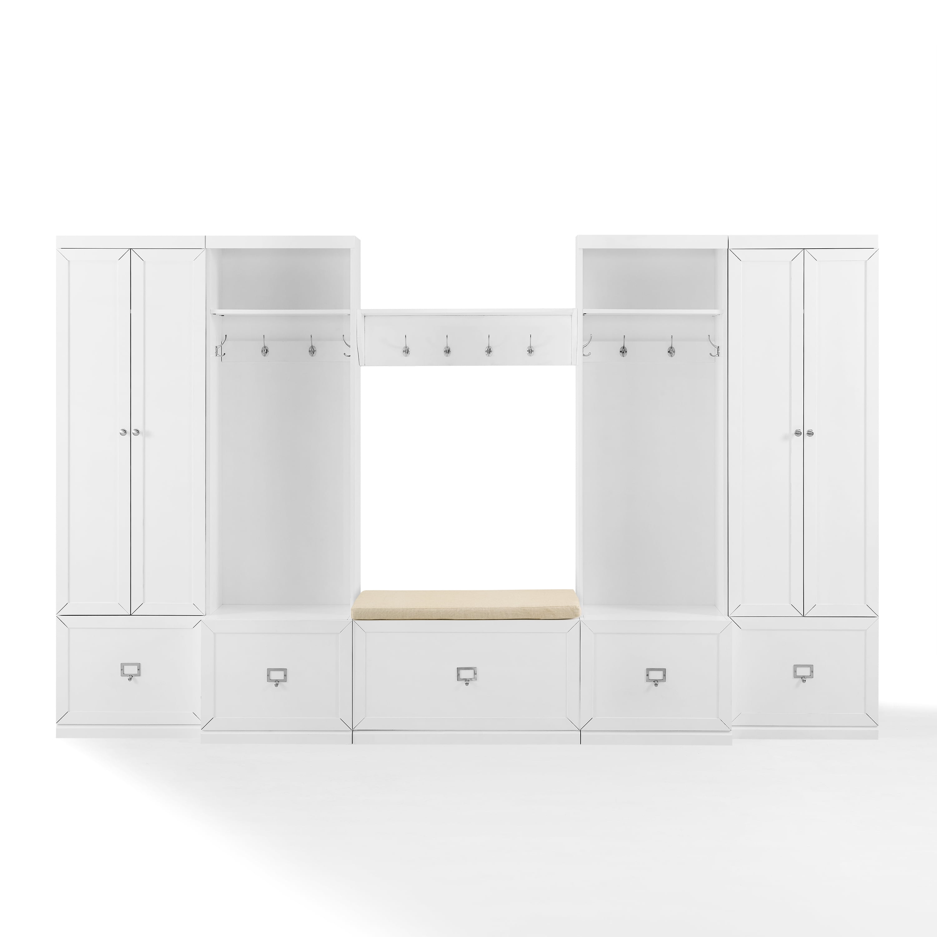 Crosley Furniture Harper 6 Piece Wood Entryway Set in White/Tan