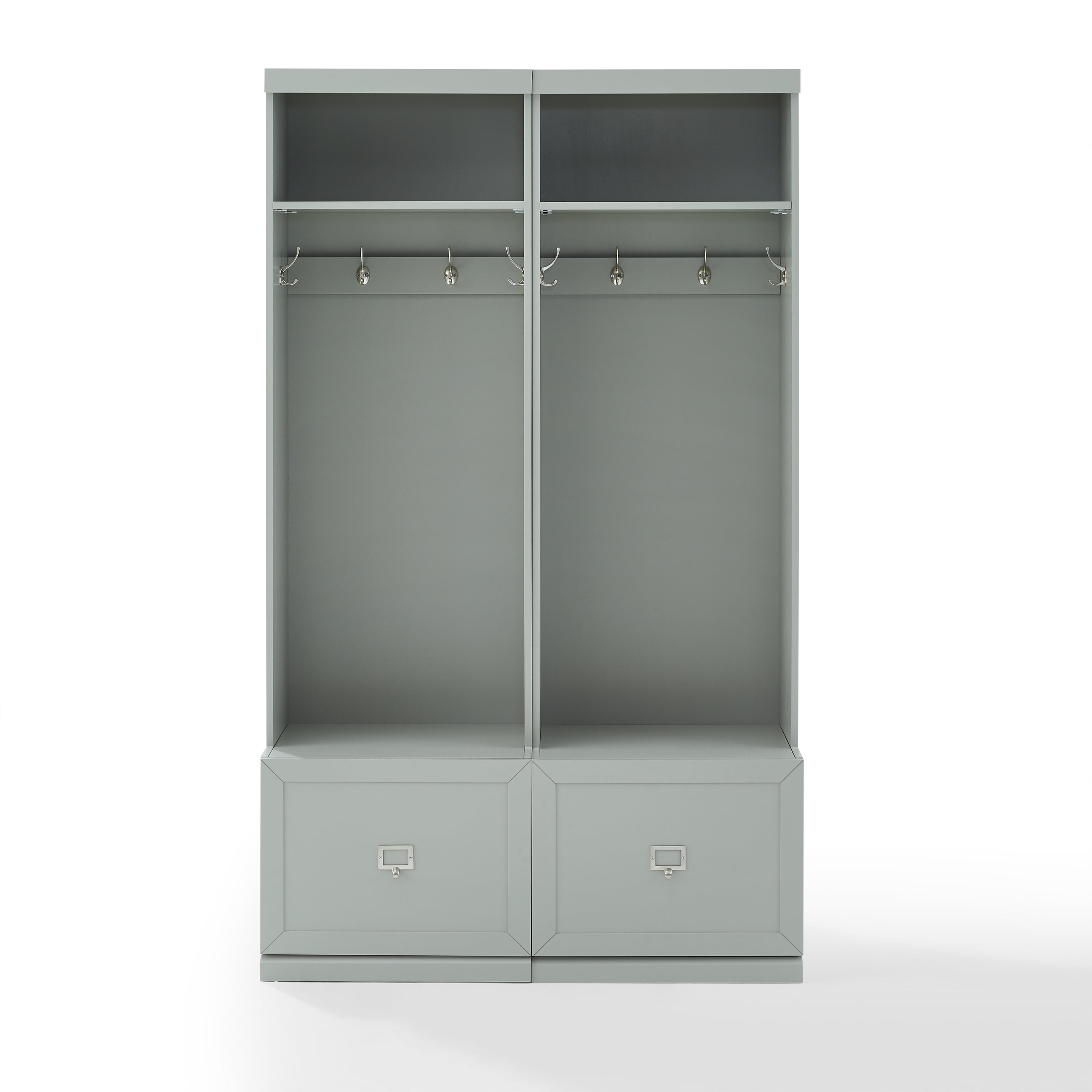 Gray 2-Piece Hall Tree Entryway Set with Storage Drawers