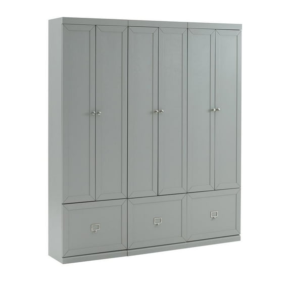 Crosley Furniture Harper Modern Wood/Metal Pantry Closet in Gray (Set of 3)