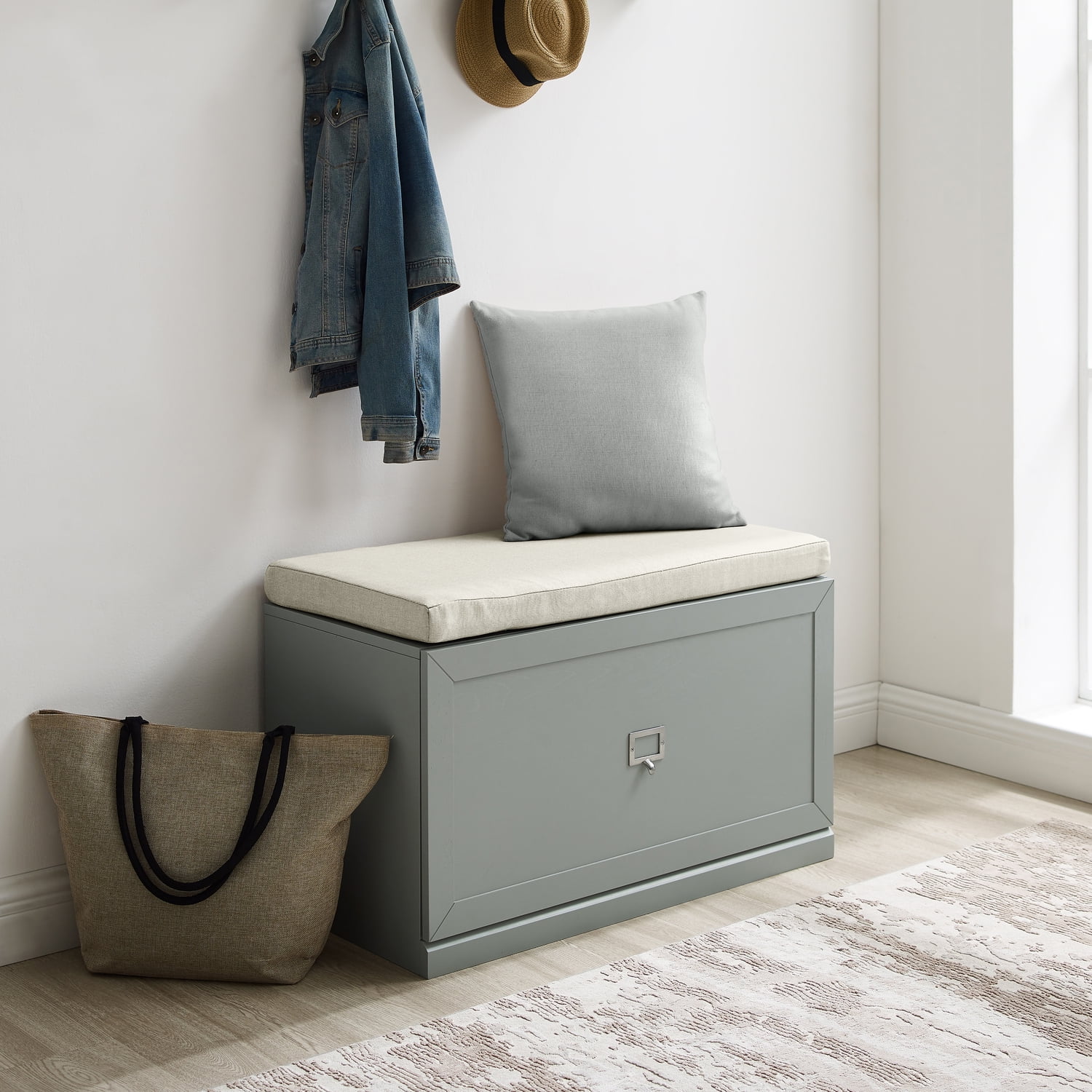 Grey Entry Bench Crosley Furniture Harper Modern Wooden Entryway Bench in Gray and Cream ...