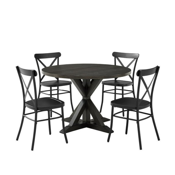 Crosley Furniture Hayden 5-piece Round Metal Dining Set in Matte Black