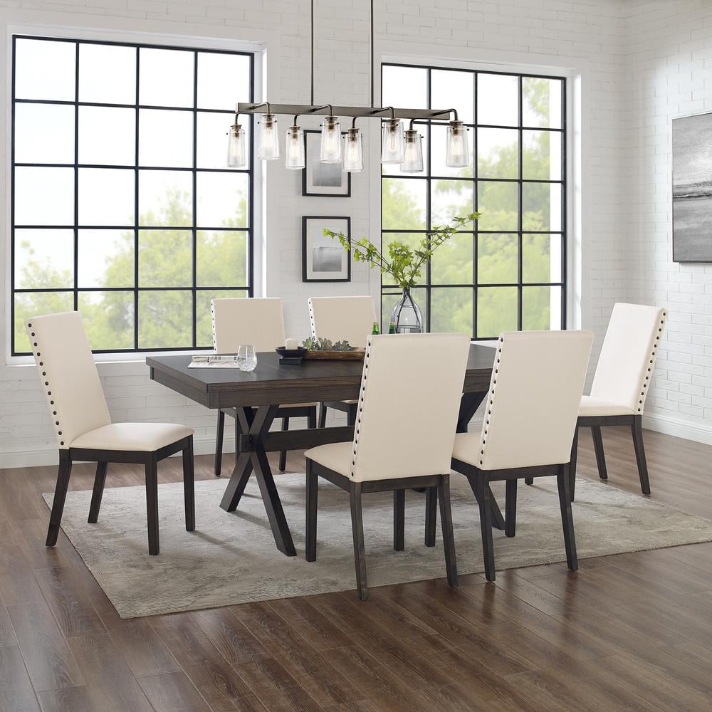 Hayden 7-Piece Slate and Cream Wood Dining Set