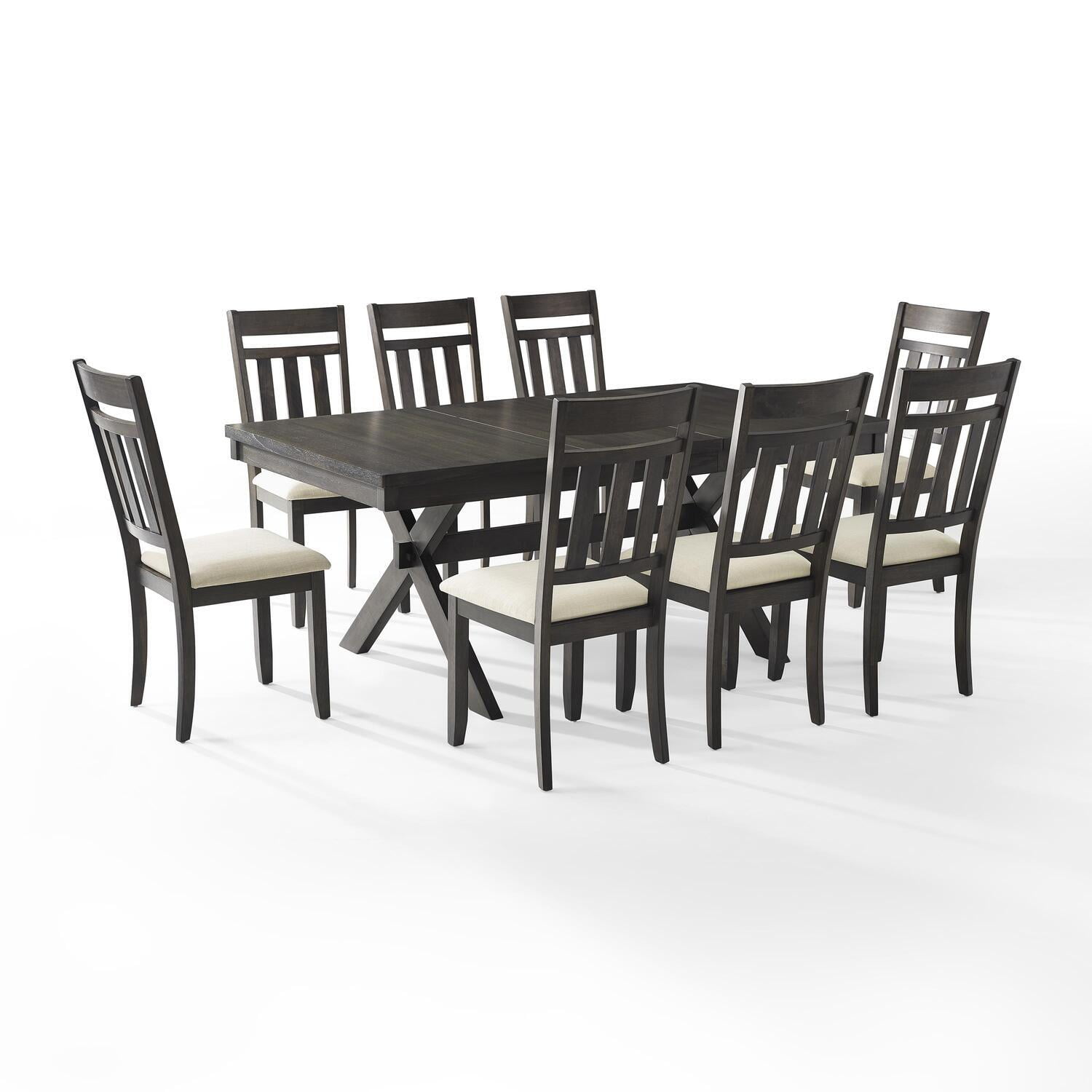 Hayden 9-Piece Slate and Cream Wood Dining Set with Extension Leaf