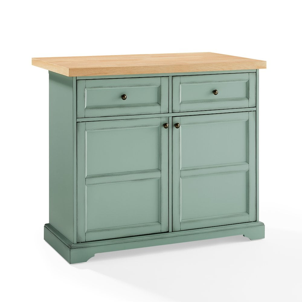 Crosley Furniture Holbrook Kitchen Island Distressed Seafoam Blue