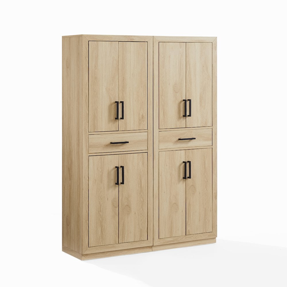 Isla Driftwood 2-Piece Engineered Wood Kitchen Pantry Cabinet Set