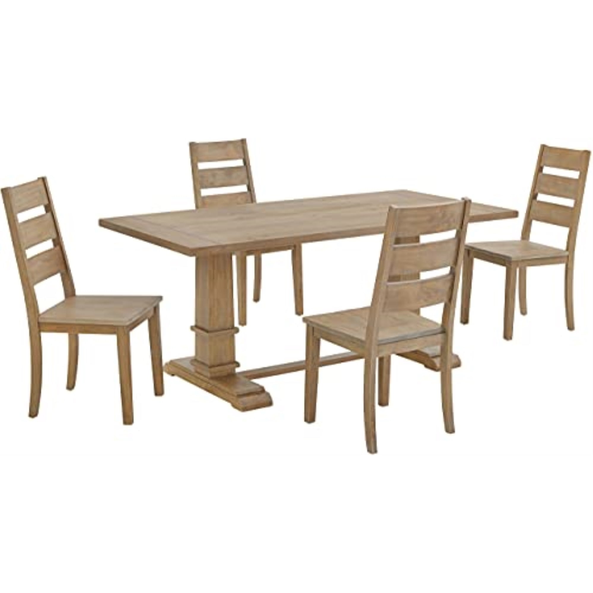 Rustic Brown Wood 5-Piece Dining Set with Ladder Back Chairs