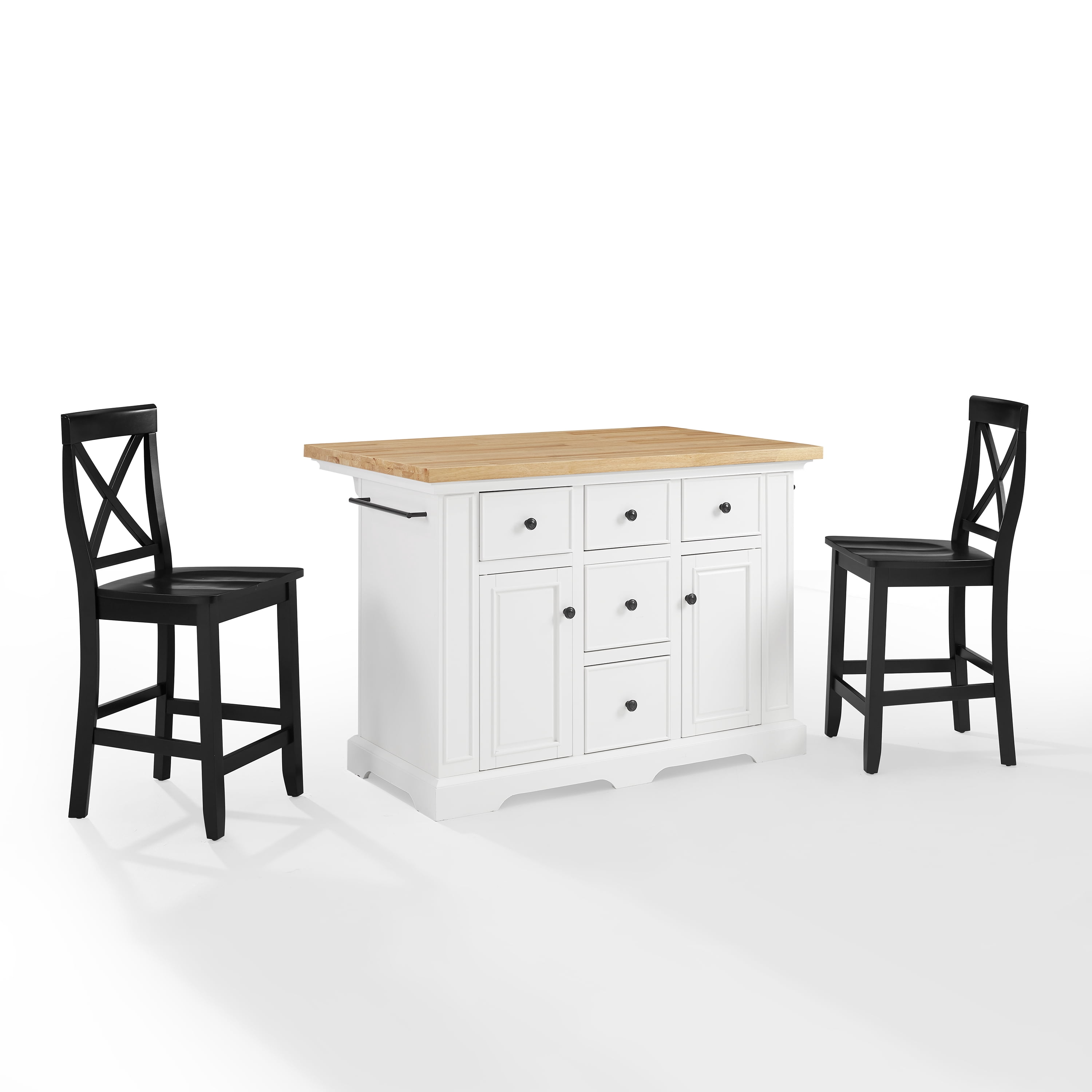 Crosley Furniture Julia 3-piece Wood Kitchen Island Set in White/Black