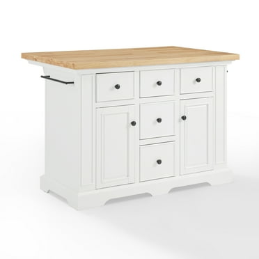 Crosley Furniture Julia 50"Transitional Wood Top Kitchen Island in White