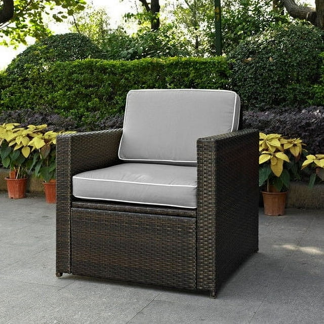 Crosley Furniture KO70088BR-GY Palm Harbor Resin Wicker Outdoor Arm Chair (Brown/Grey)