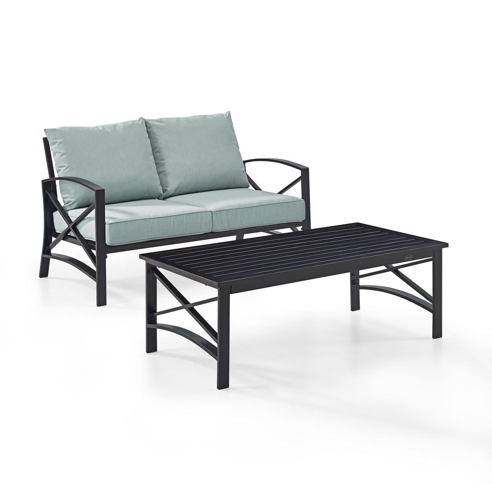 Crosley Furniture Kaplan 2 Piece Patio Fabric Sofa Set in Mist Green