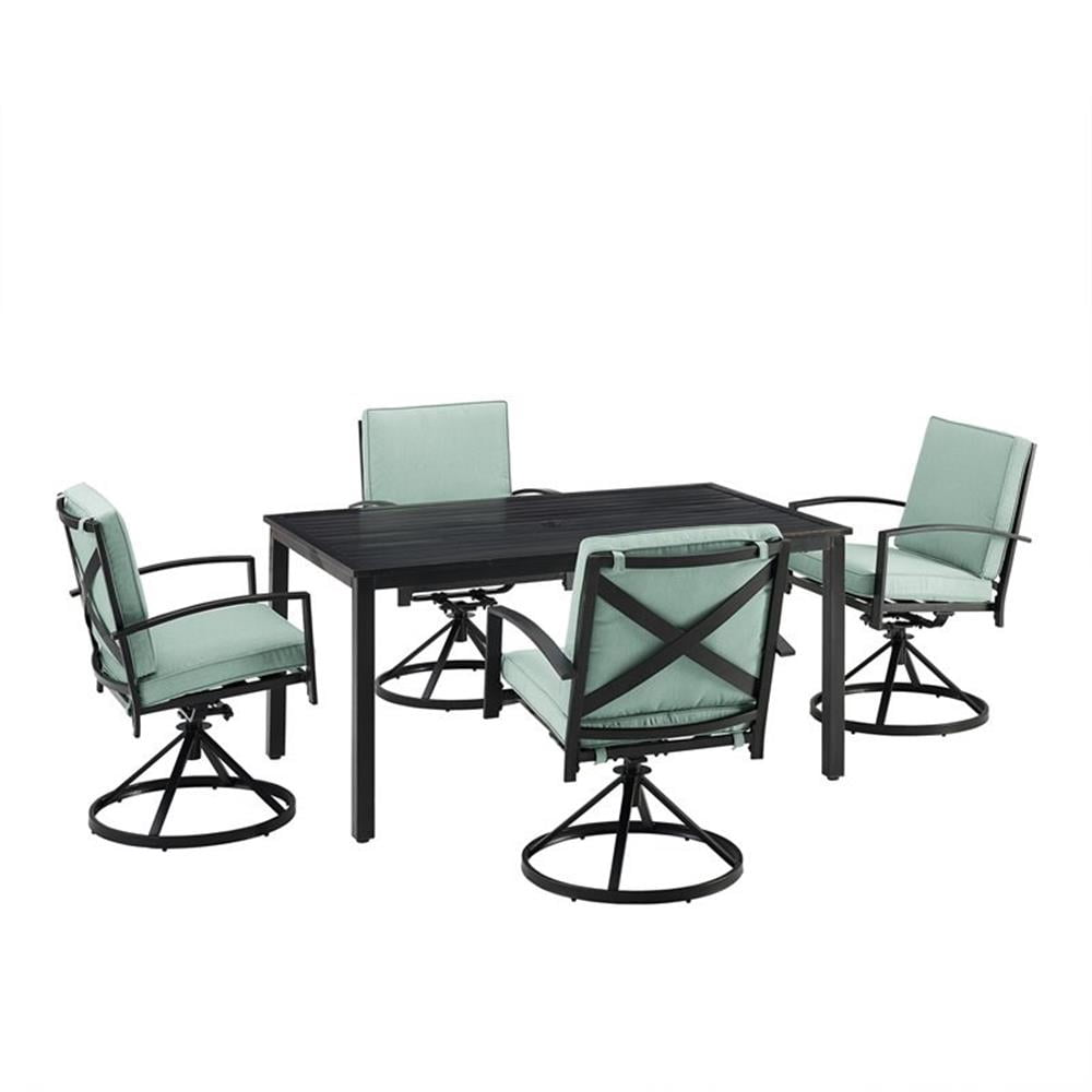 Crosley Furniture Kaplan 5 Piece Metal Outdoor Dining Set in Mist Green ...