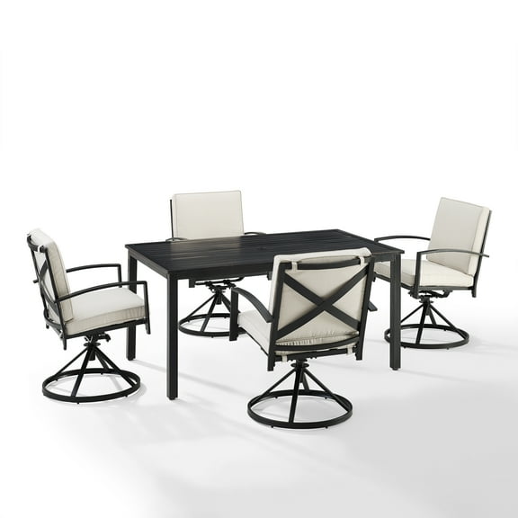 Crosley Furniture Kaplan 5 Piece Outdoor Dining Set in Oil Rubbed Bronze/Oatmeal