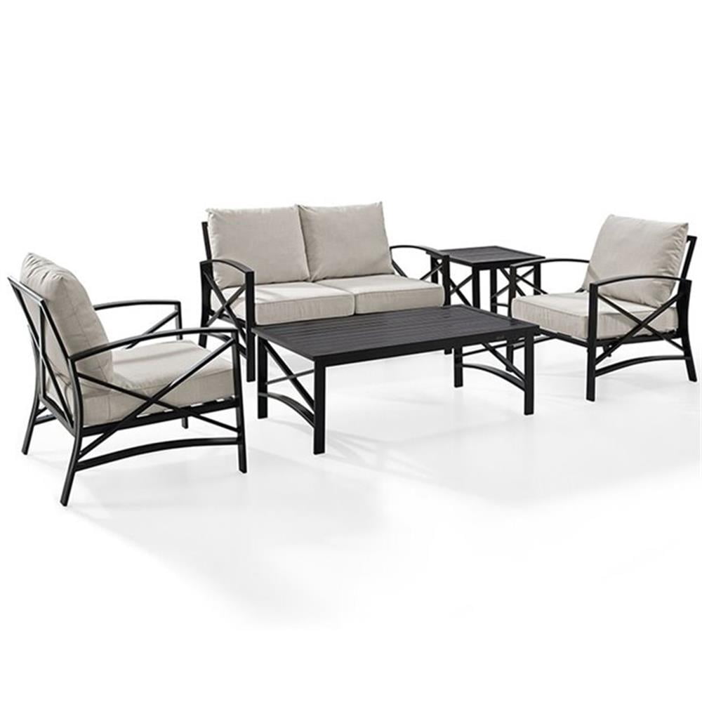 Crosley Furniture Kaplan 5Pc Outdoor Sofa Set with Chairs in Oil Rubbed ...