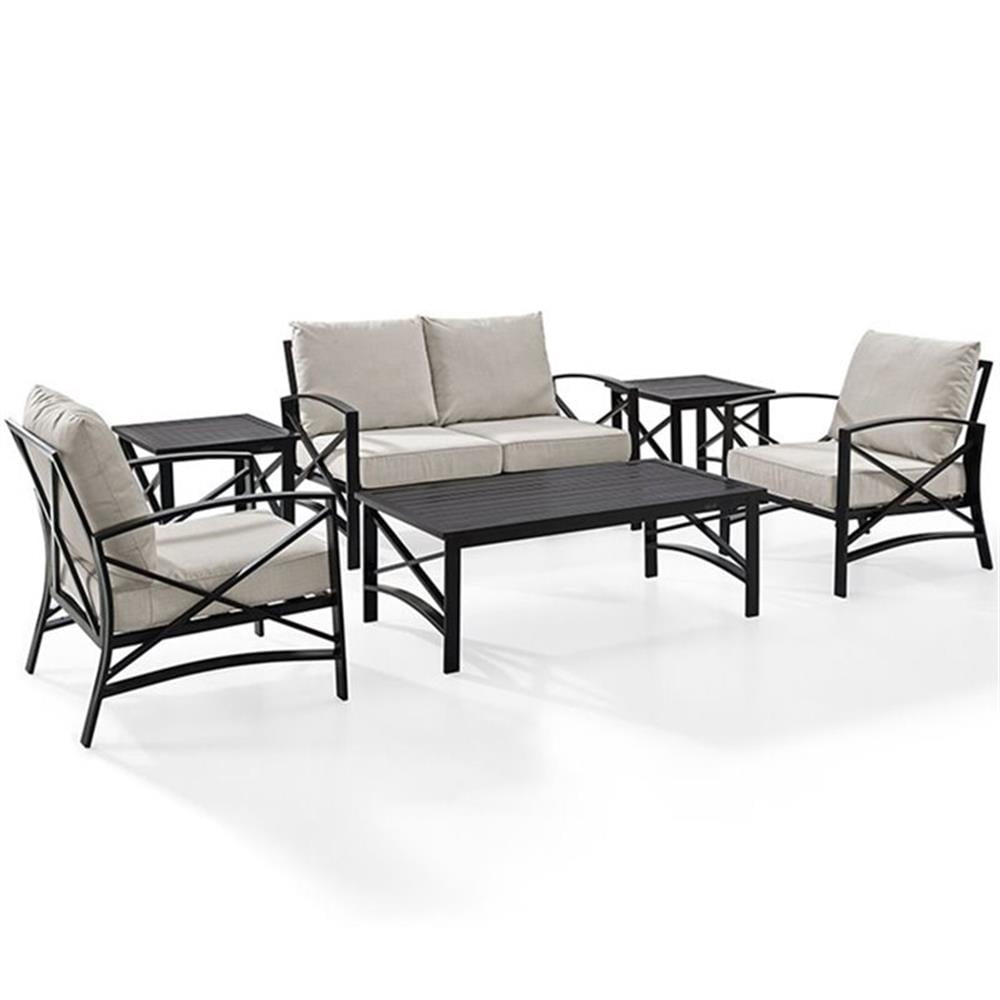 Crosley Furniture Kaplan 6Pc Fabric Sofa Set in Oil Rubbed Bronze and ...