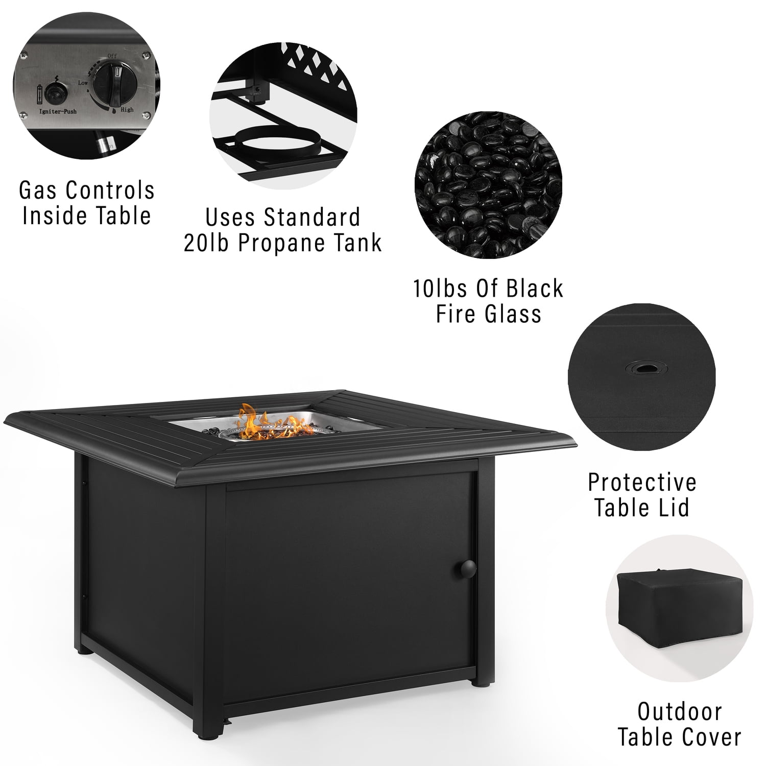 Kaplan 7-Piece Black and Oatmeal Steel Outdoor Dining Set