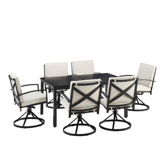Crosley Furniture Kaplan 7-Piece Metal/Fabric Outdoor Dining Set in Oatmeal