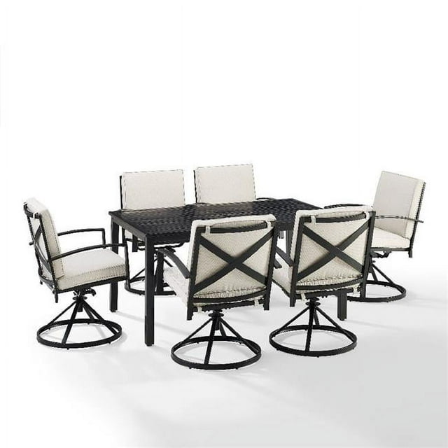 Crosley Furniture Kaplan 7Pc Outdoor Dining Set in Oil Rubbed Bronze/Oatmeal