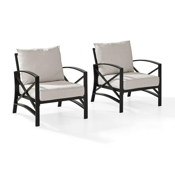 Crosley Furniture Kaplan Metal Fabric Arm Chair in Oil Bronze/Oatmeal (Set of 2)