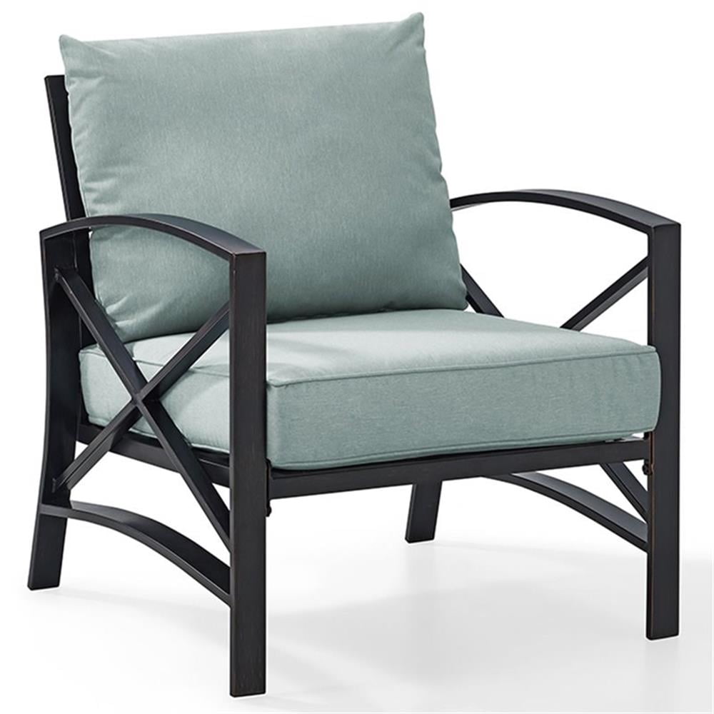 Crosley Furniture Kaplan Metal & Fabric Patio Arm Chair in Oil Bronze ...