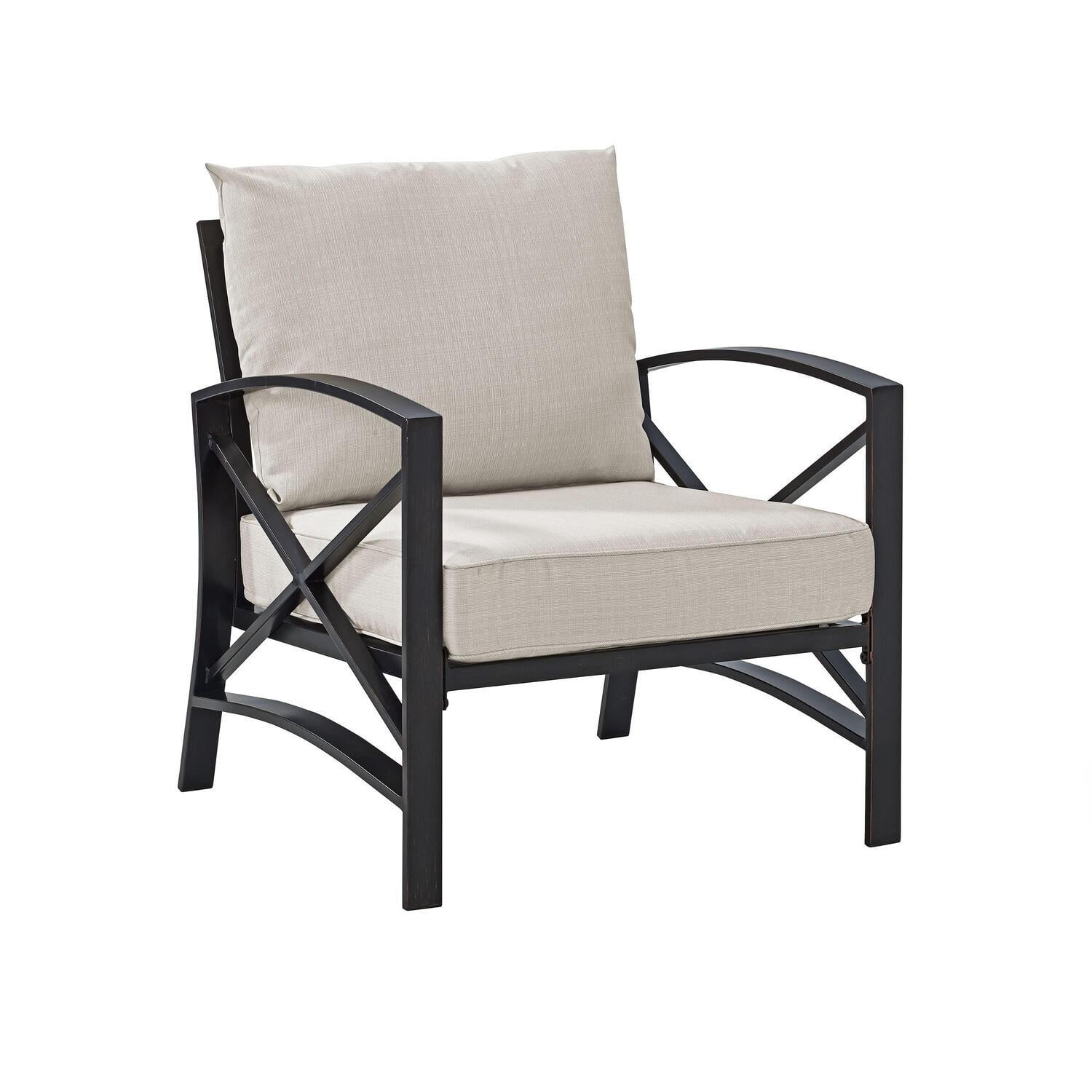 Kaplan Outdoor Steel Arm Chair with Cream Cushions