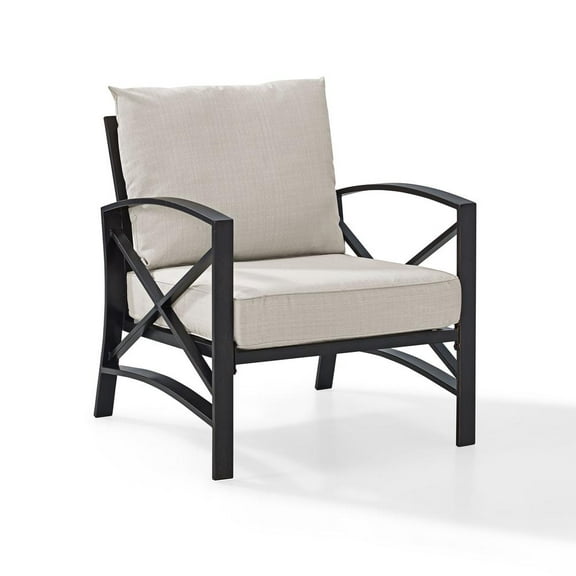Crosley Furniture Kaplan Metal Patio Arm Chair in Oil Bronze and Oatmeal