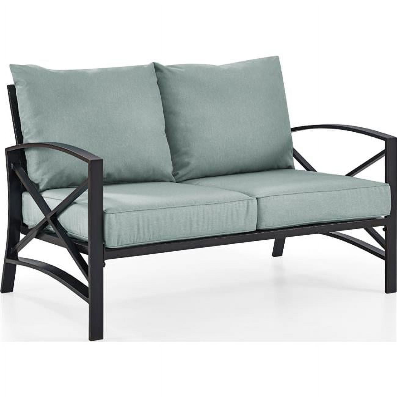 Kaplan Bronze Metal Loveseat with Mist Cushions
