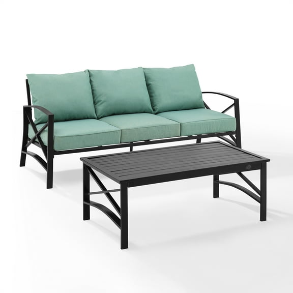 Crosley Furniture Kaplan Oil Rubbed Bronze 2 Piece Outdoor Sofa Set with Mist Cushions