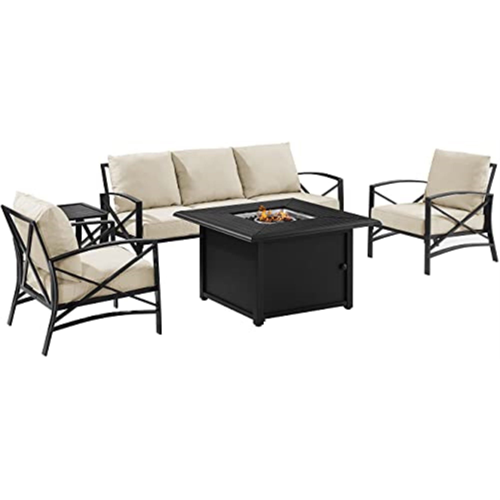 Crosley Furniture Kaplan Oil Rubbed Bronze/Oatmeal 5 Piece Outdoor Sofa ...
