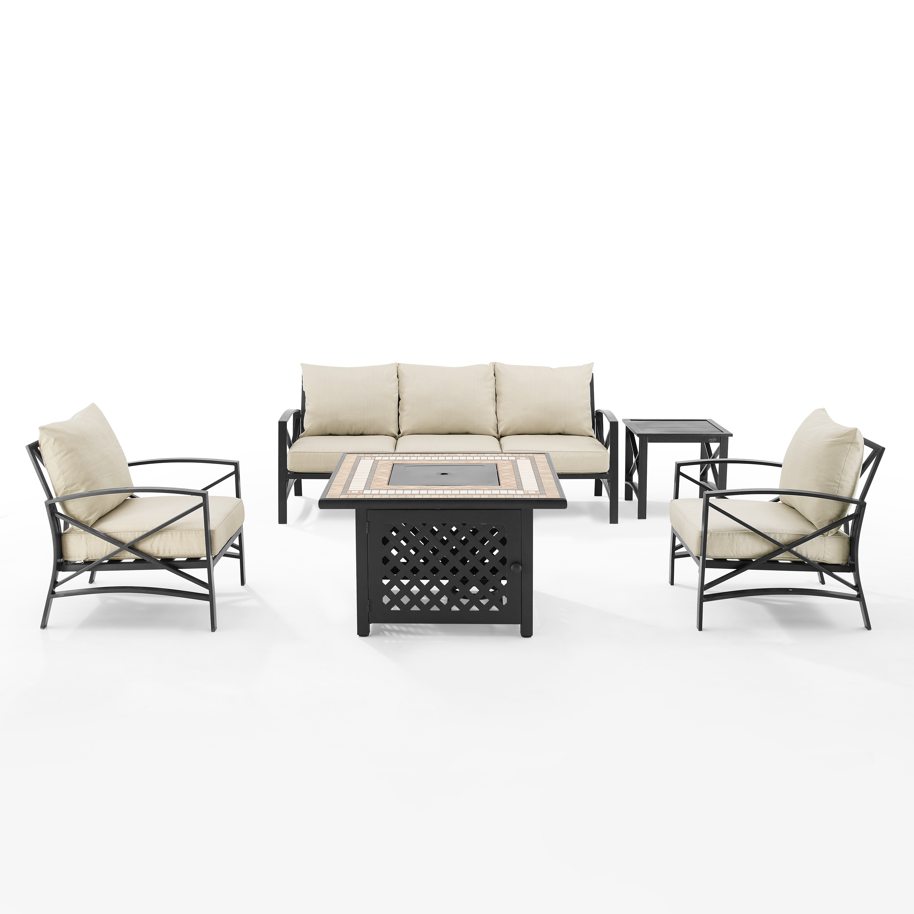 Crosley Furniture Kaplan Oil Rubbed Bronze/Oatmeal 5 Piece Outdoor Sofa Set with Fire Table - image 1 of 13