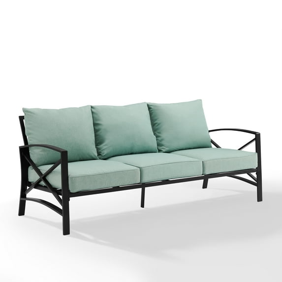 Crosley Furniture Kaplan Oil Rubbed Bronze Outdoor Metal Sofa with Mist Cushions