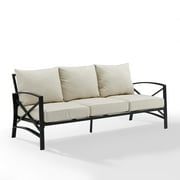Crosley Furniture Kaplan Outdoor Metal Sofa in Oatmeal/Oil Rubbed Bronze