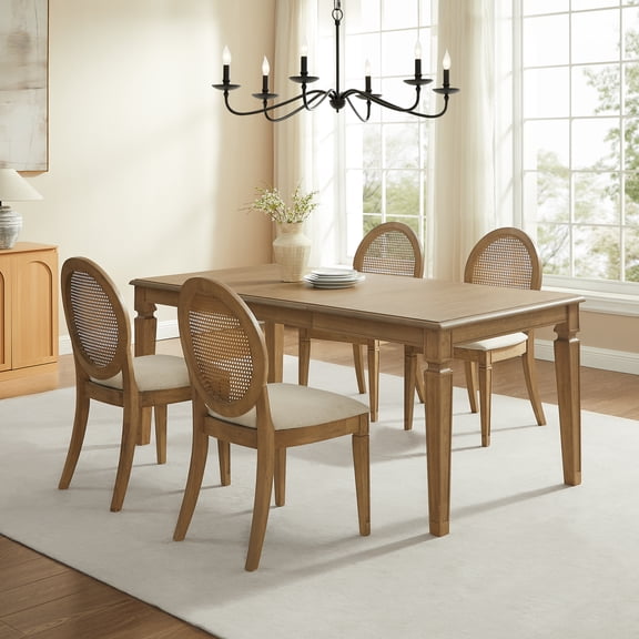 Crosley Furniture Katia 5Pc Dining Table Cane-Back Chairs in Driftwood
