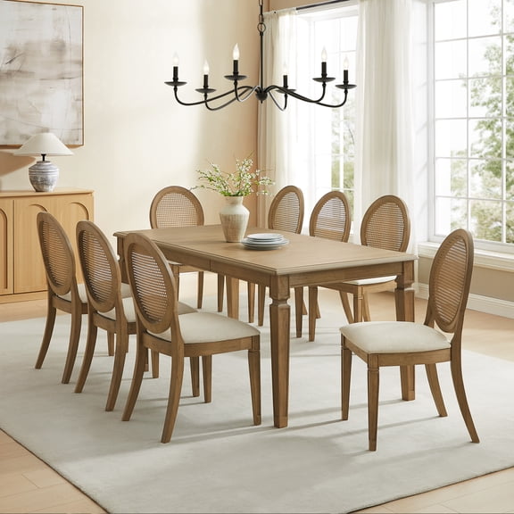 Crosley Furniture Katia 9Pc Dining Table Set For 8 Cane-Back Chairs in Driftwood