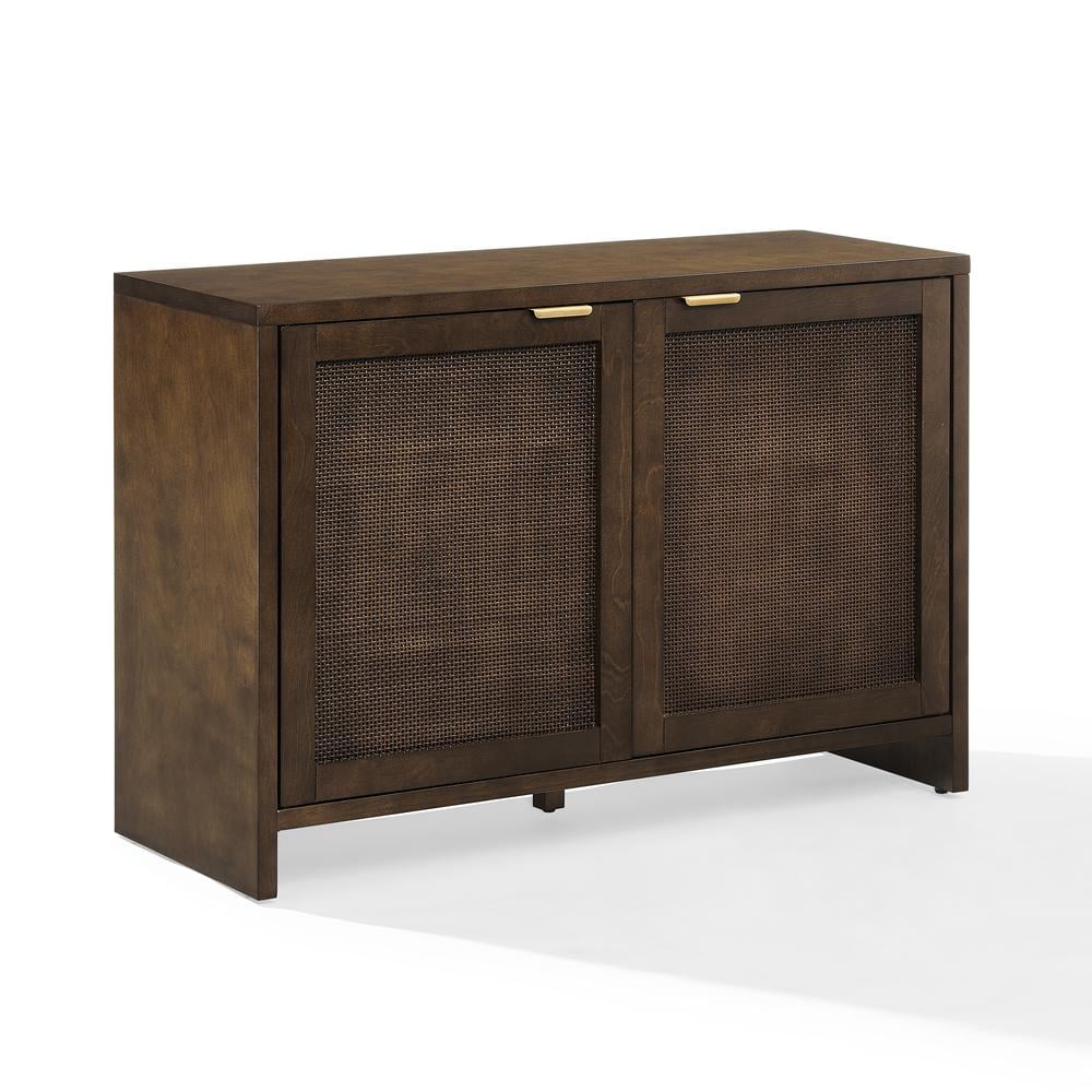 Kenji Handwoven Poly-Rattan 40'' Brown Media Console with Vinyl Storage