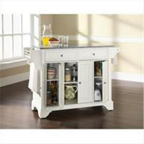 Crosley Furniture LaFayette Solid Granite Top Kitchen Island in White Finish