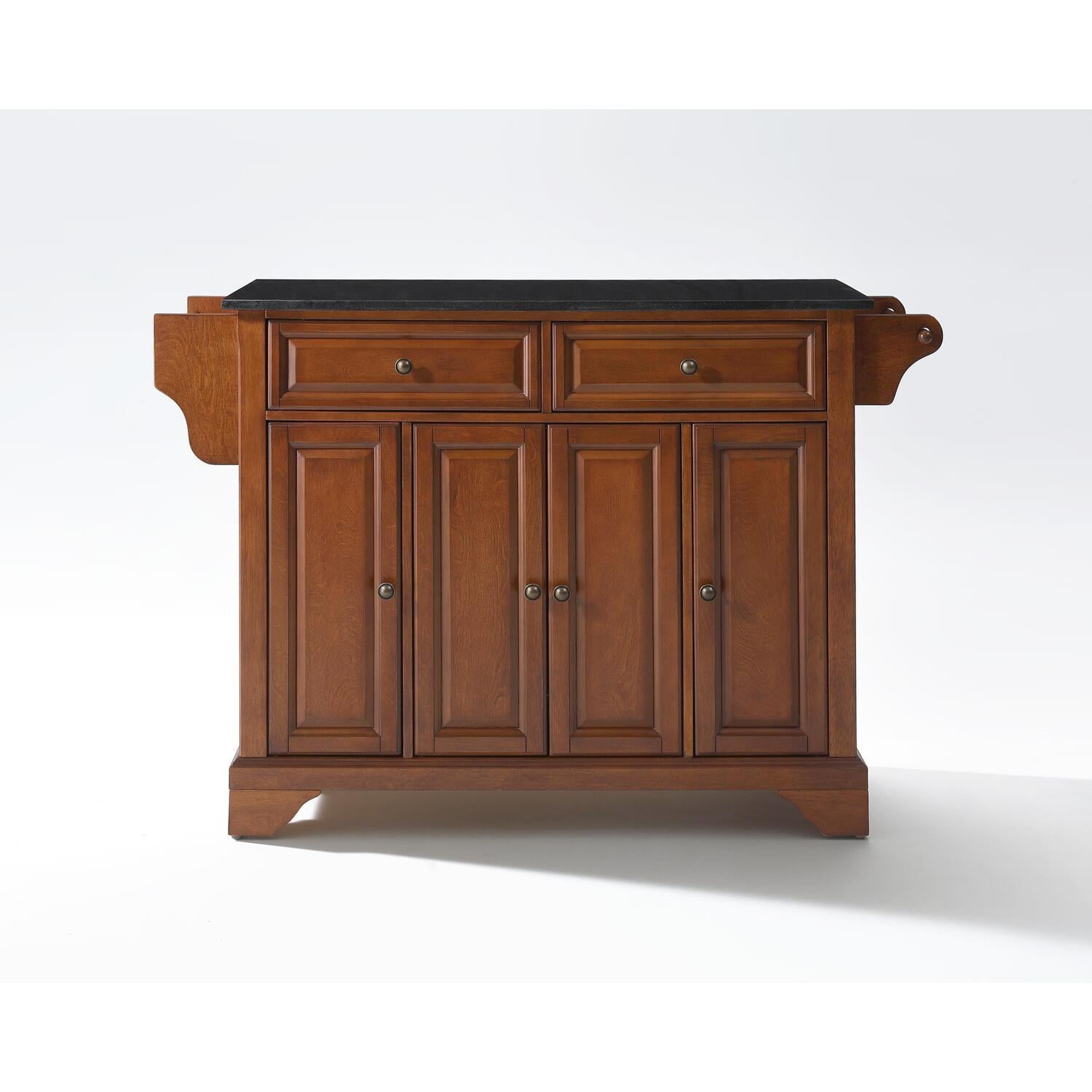 Lafayette Cherry Wood Kitchen Island with Black Granite Top