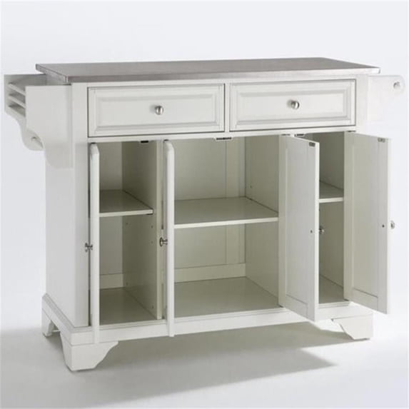Crosley Furniture LaFayette Wood Kitchen Island in White & Silver